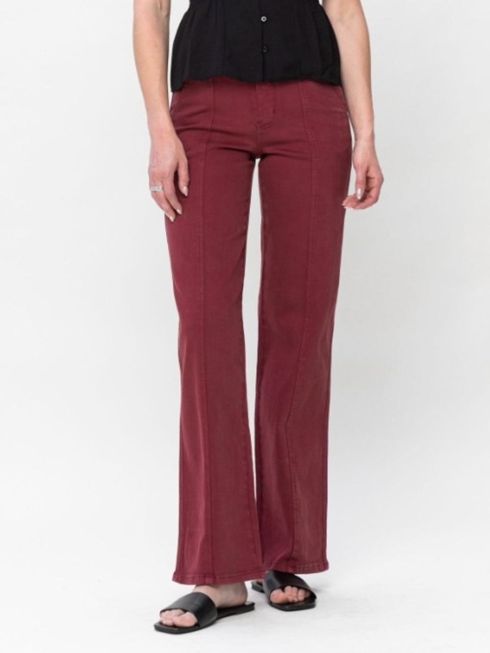 Judy Blue Burgundy Flare Wide-Leg Jeans